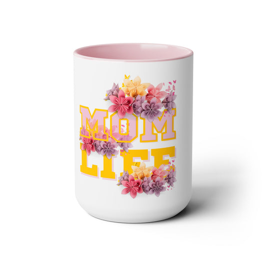 Mom Life, Mothers Day, Two-Tone Coffee Mugs, 15oz, Coffee for Moms