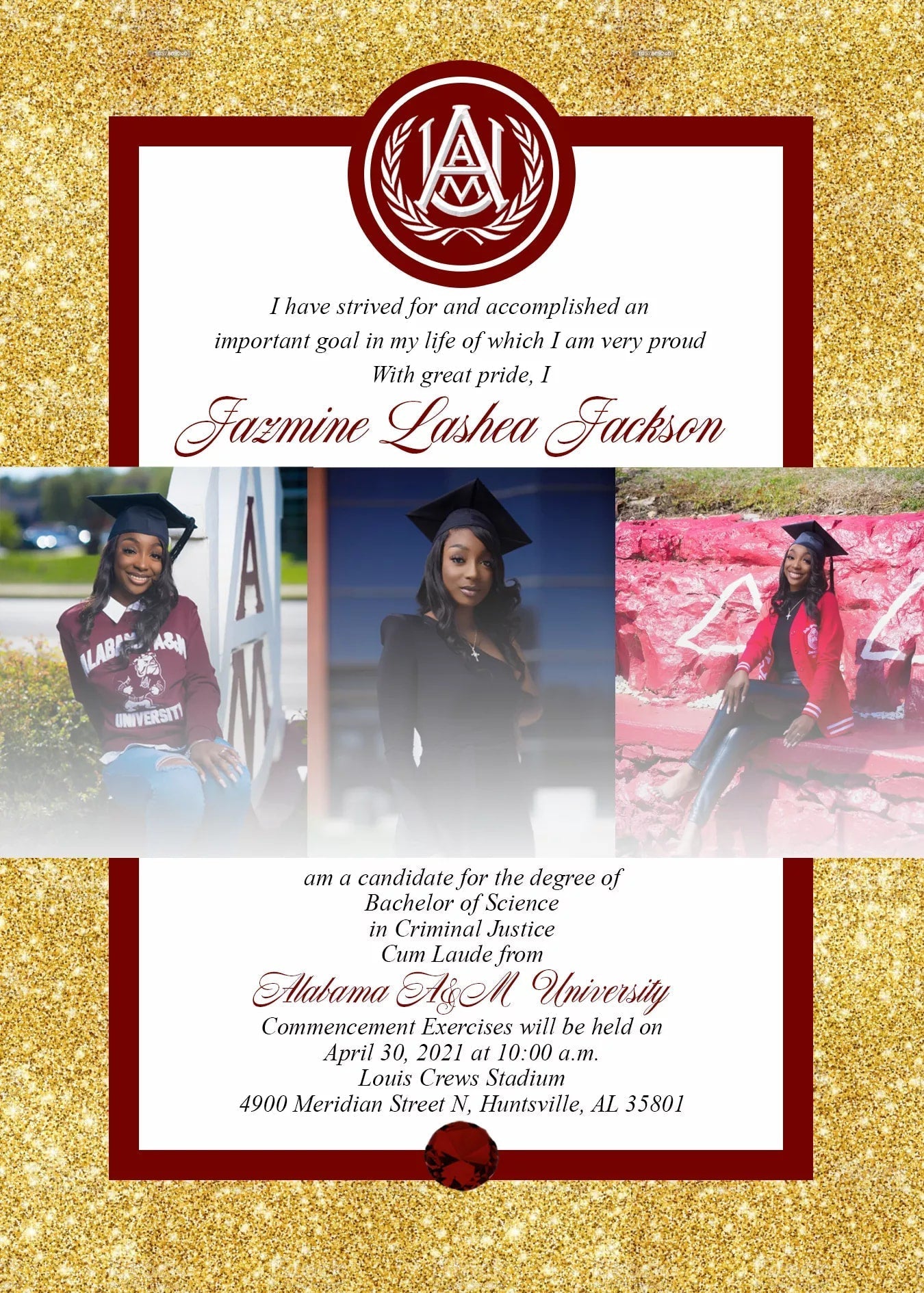 Graduation Glitter Invitation with Photos