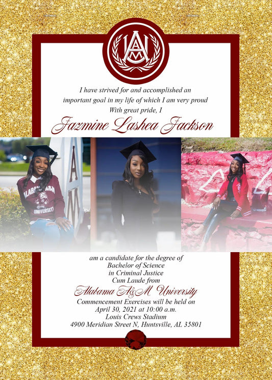 Graduation Glitter Invitation with Photos