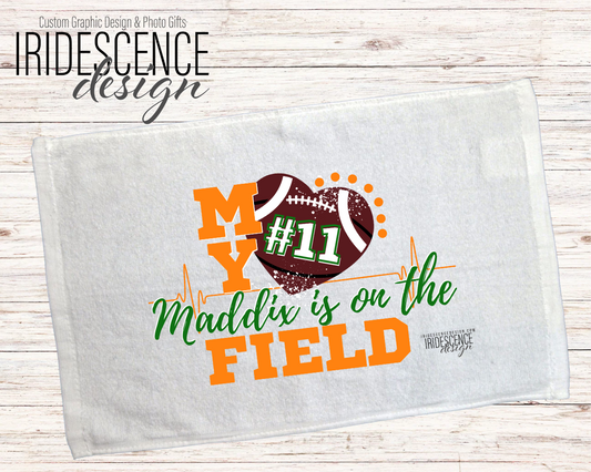 My Heart is on the Field Custom Rally Towel - 11" x 18"