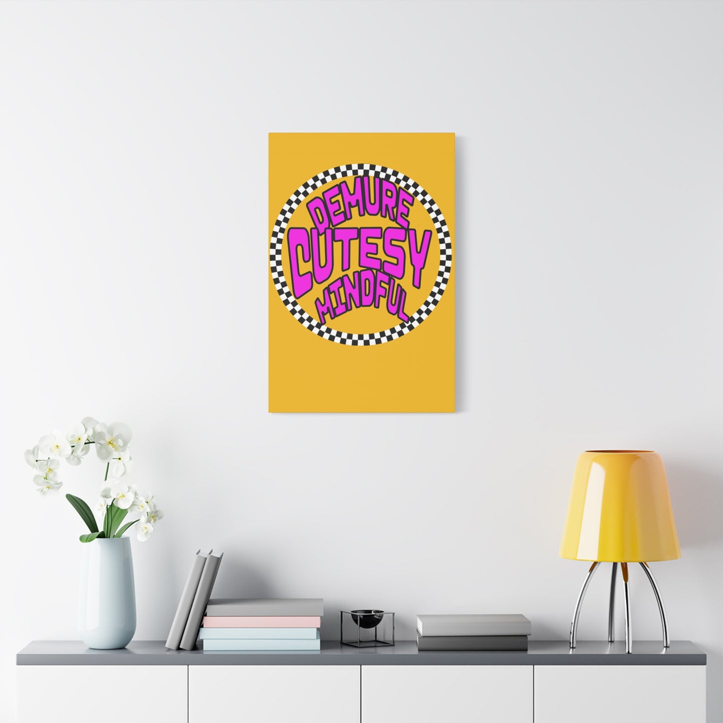 Canvas Print, Mindful Circle Checker Design, Matte Wall Art for Home Decor, Room Decor, Minimalist Art Gift, Demure Wall Hanging,