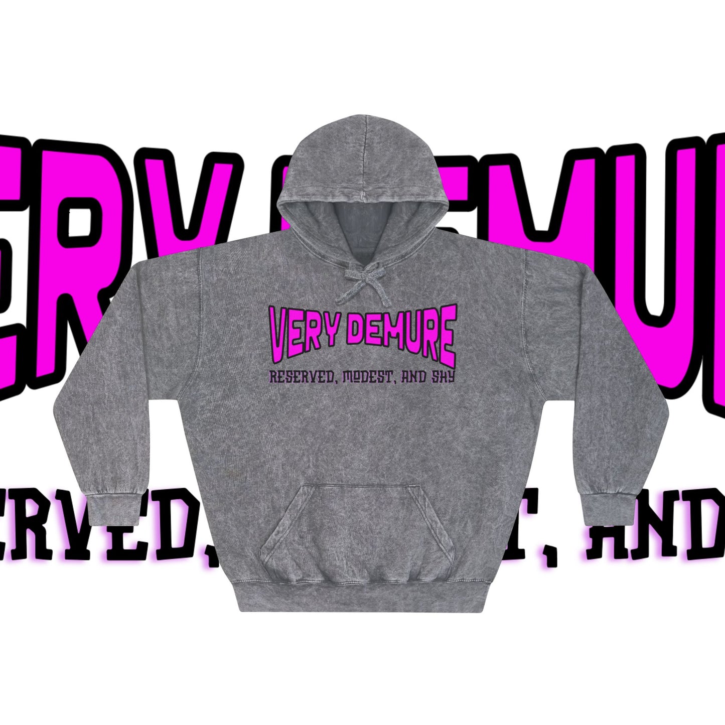 Very Demure pink Unisex Mineral Wash Hoodie